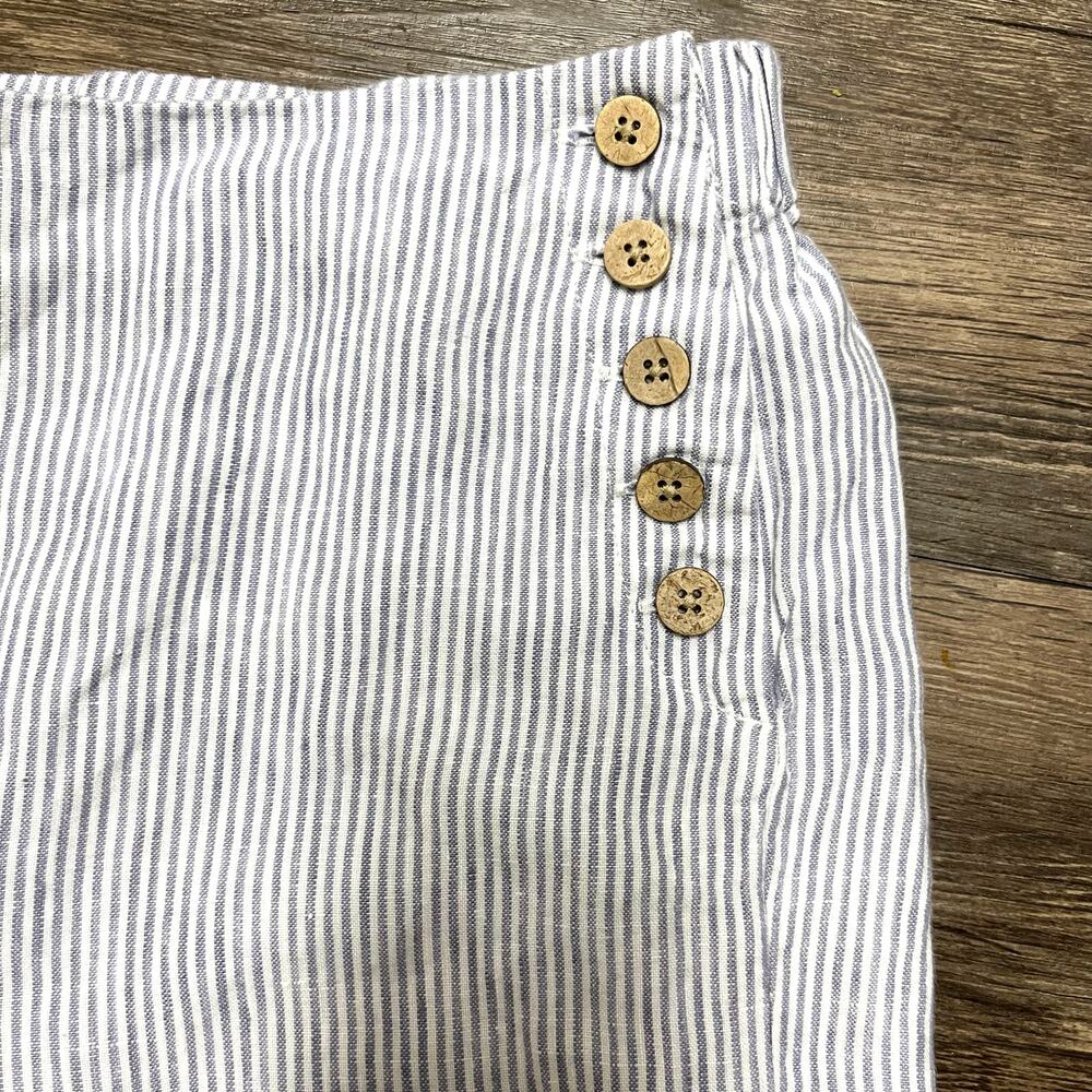 J Jill Love Linen Stripe Button Front Wide Leg Cropped Pants S Lagenlook Coastal - Picture 4 of 6